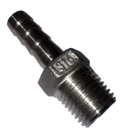 1/4" BSP (gas) 316 Stainless male thread to 8mm barb
